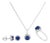 10K White Gold Blue Sapphire and 3/8 Cttw Diamond Halo Jewelry Set (Earrings, Pendant & Ring) For Sale