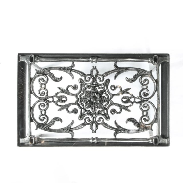 Art Deco Antique Burnished Cast-Iron Gate Cocktail Table With Floral Detailing For Sale - Image 4 of 9