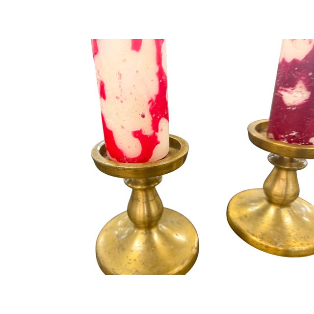 Metal Vintage Metal Candlestick Pair For Sale - Image 7 of 10