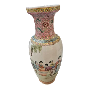 Vintage Tall Porcelain Chinese Vase With Great Colors