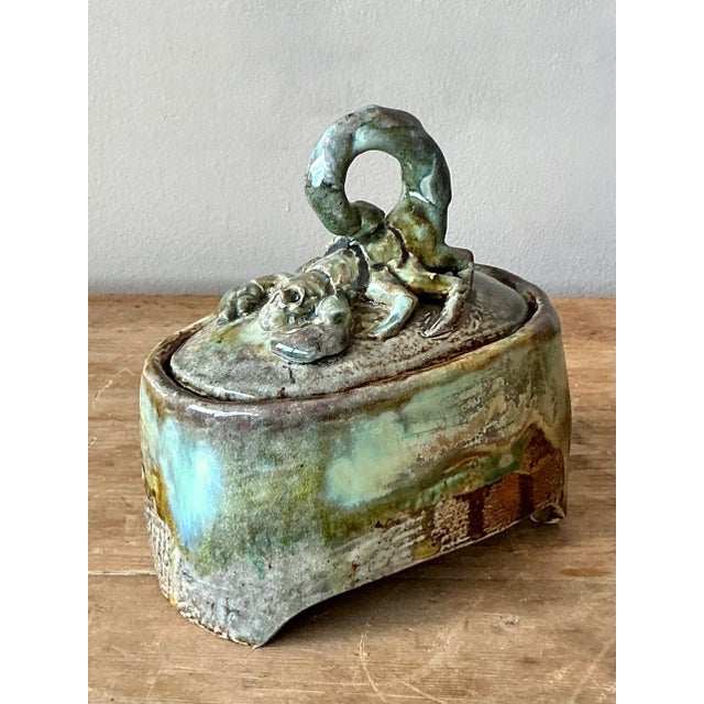 Contemporary Vintage Boho Studio Pottery Scorpion Lidded Box For Sale - Image 3 of 11