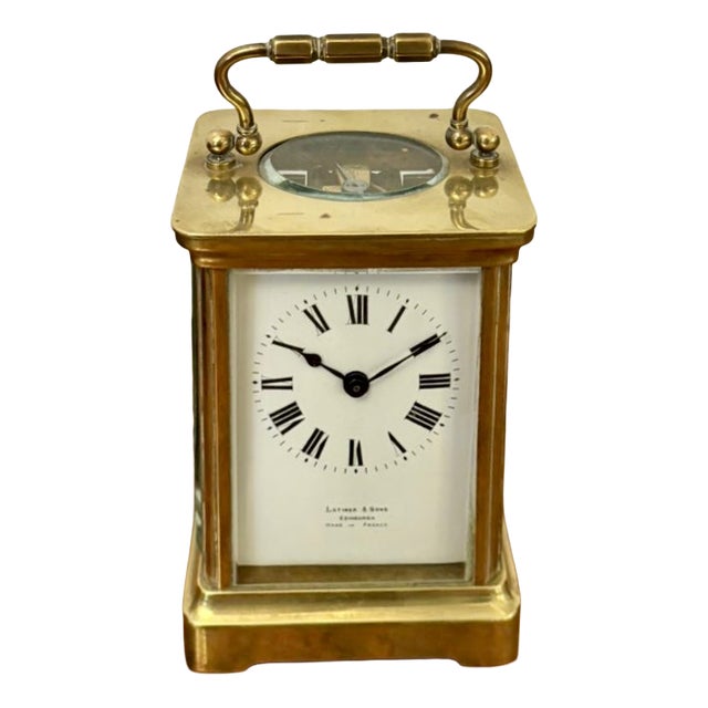 Antique French Brass Carriage Clock from Latshea & Sons Edinburgh, 1880 For Sale