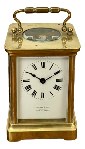 Antique French Brass Carriage Clock from Latshea & Sons Edinburgh, 1880