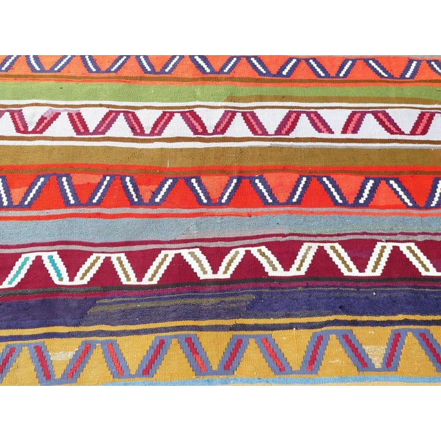 Handmade Area Vintage Turkish Kilim Rug Boho 67"x85" For Sale - Image 4 of 12