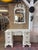 White Distressed French Country Gustavian Style Vanity & Matching Scroll Mirror For Sale - Image 11 of 11