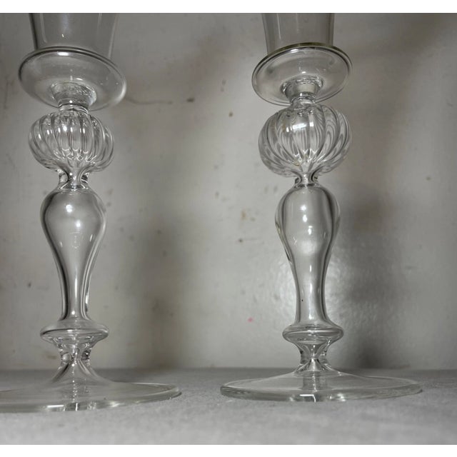 Vintage Hand Blown Italian Venetian Stemware Glass Wine Champagne Glasses - Set of 4 For Sale - Image 9 of 10