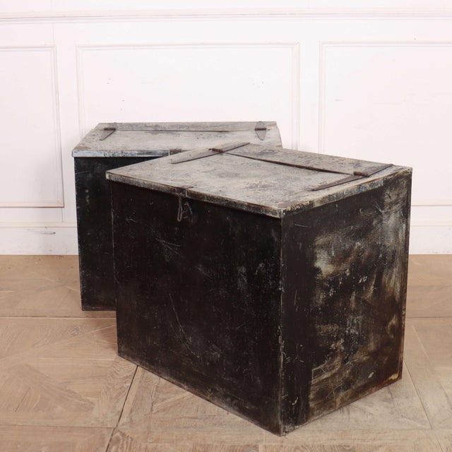 Black Storage Bins, 1920s, Set of 2 For Sale - Image 8 of 9