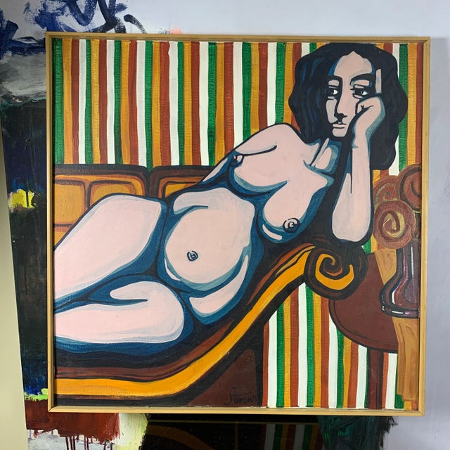 Edward Stevens C. 1950 Reclining Nude Painting For Sale - Image 11 of 11