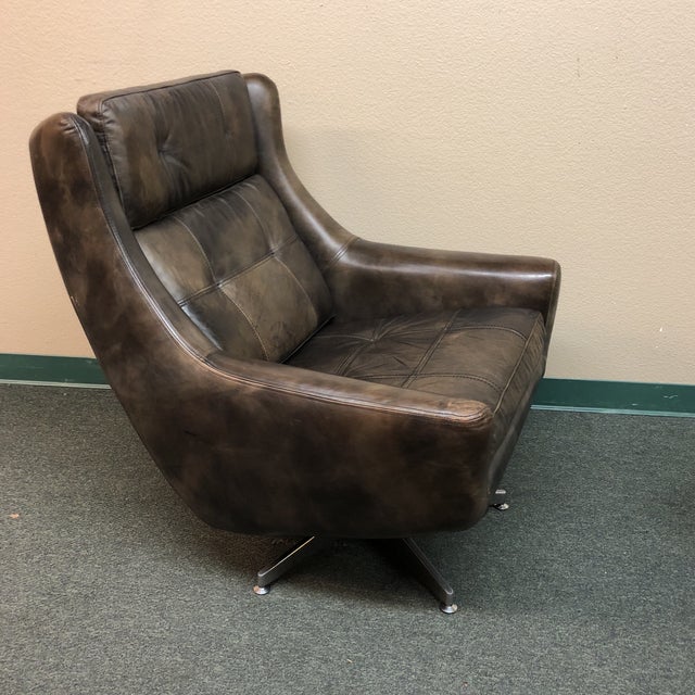 Contemporary Restoration Hardware Motorcity Leather Swivel Chair Chairish