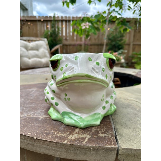 Vintage MCM 1970s Fitz and Floyd Spotted Frog Planter For Sale - Image 12 of 12