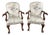 Mid-Century Weiman Furniture Carved Mahogany Georgian Style Figural Lounge Chairs - A Pair For Sale