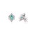Metal Emerald Diamond Floral Cluster Vintage Stud Earrings in 14k White Gold- A Pair For Sale - Image 7 of 15