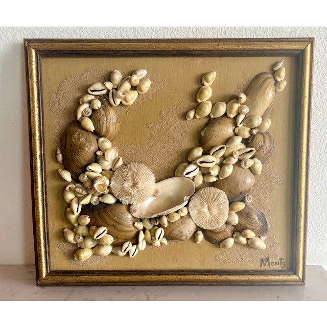 1960s 1970s Coastal Folk Art Framed Sea Shell Decorative Hanging Signed by Artist For Sale - Image 5 of 14