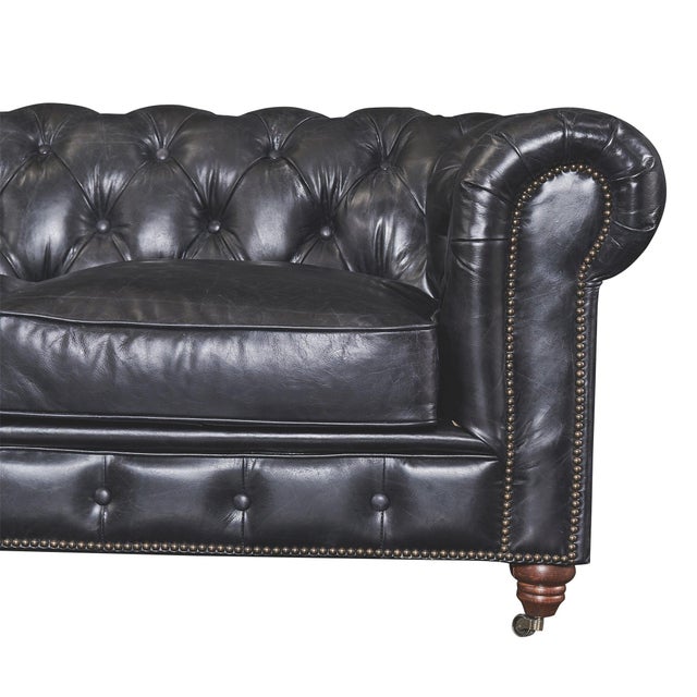 Century Chesterfield Sofa - Slate Leather For Sale - Image 10 of 10