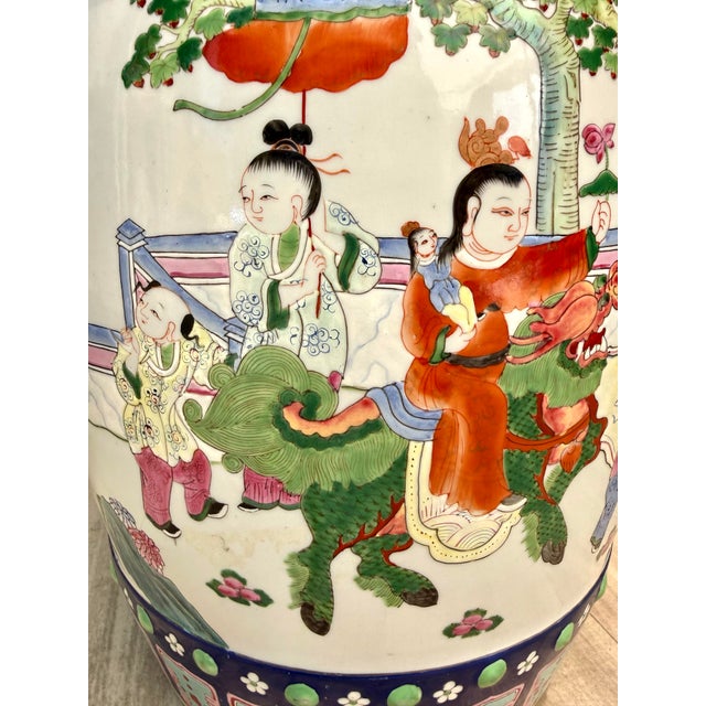 Mid 20th Century Mid-20th C. Chinese Hand-Painted Porcelain Garden Stool With Figural Scenes For Sale - Image 5 of 12