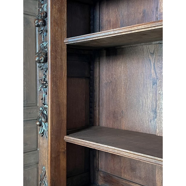 Wood Antique French Normandy Solid Oak Hutch, Early 20th Century For Sale - Image 7 of 14