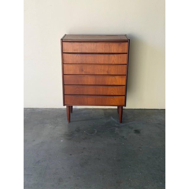 Mid-Century Modern 1960s Danish Mid Century Modern Teak Tallboy Dresser Chest of Drawers Scandinavian Vintage For Sale - Image 3 of 10