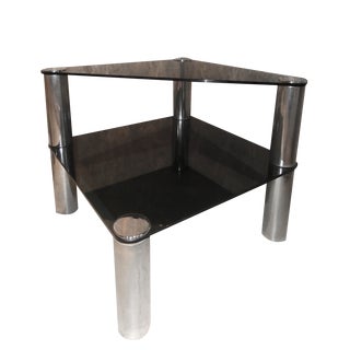 Italian Table in Crystal and Steel by Marco Zanuso for Zanotta, 1960s For Sale