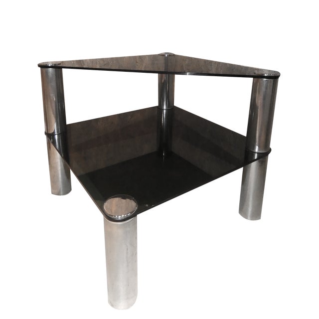 Italian Table in Crystal and Steel by Marco Zanuso for Zanotta, 1960s For Sale