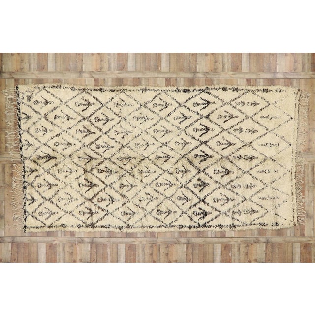 Beige Vintage Berber Beni Ourain Moroccan Rug - 07'01 X 14'00 For Sale - Image 8 of 9