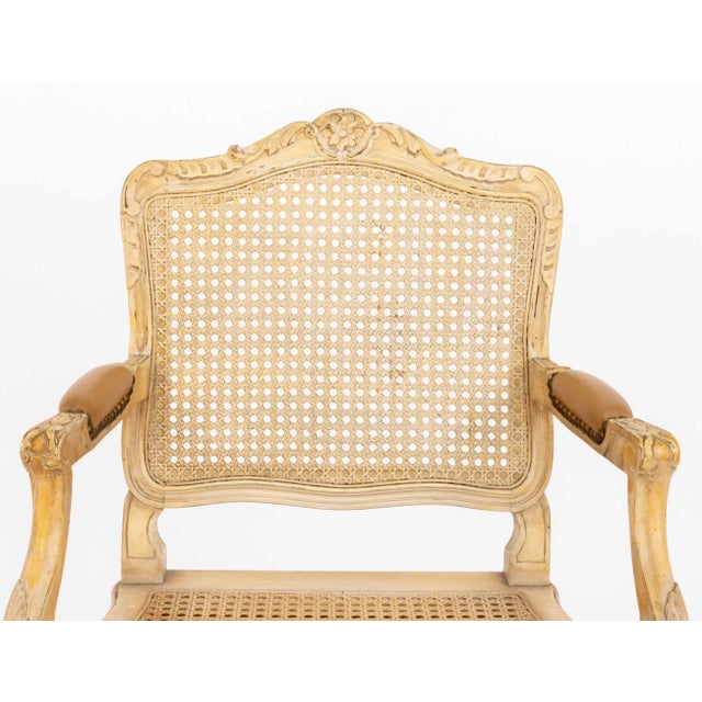 Set of Four Louis XV Style Cane-Paneled Arm Chairs For Sale - Image 13 of 14