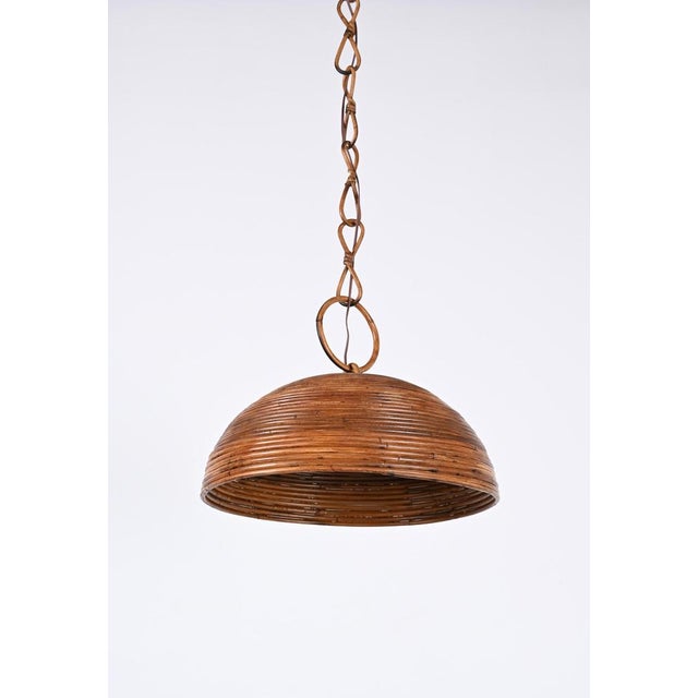 Mid-Century French Riviera Hanging Lamp in Bamboo and Rattan, 1960s For Sale - Image 6 of 18