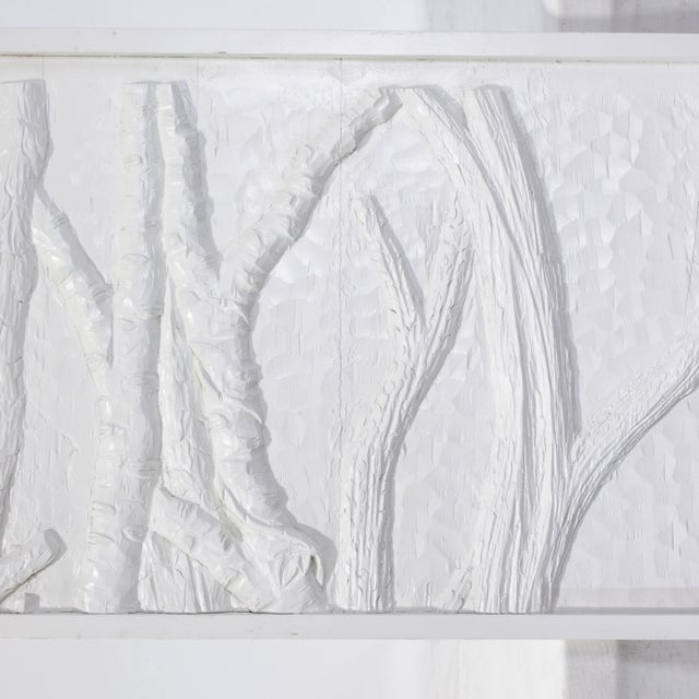 Modern Modern White Textured Branch Relief Panel Wall Art For Sale - Image 3 of 12