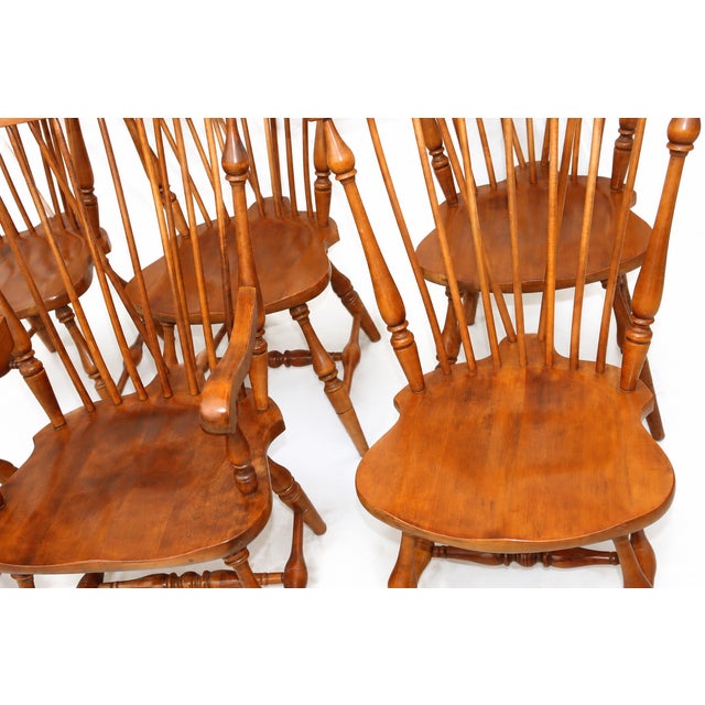 1970s Ethan Allen American Traditional Nutmeg Windsor Back Chairs- Set of 6 For Sale - Image 10 of 10