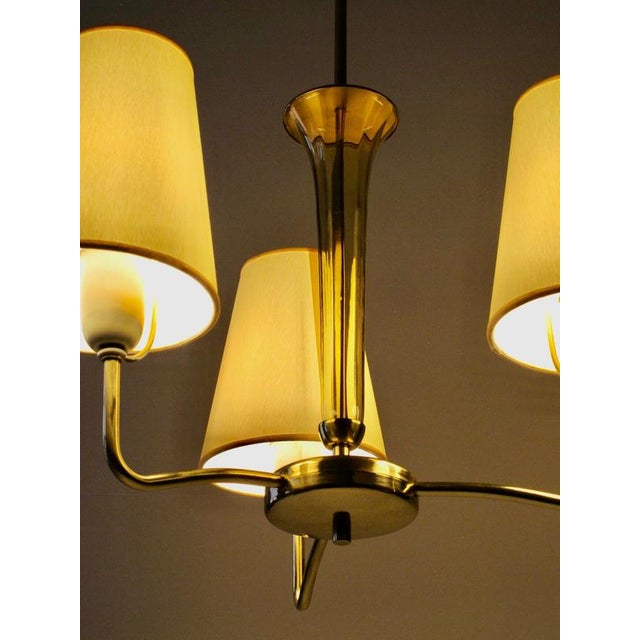 Modern 3-Arm Chandelier in Brass and Glass by Rupert Nikoll, Austria, 1950s For Sale - Image 13 of 15