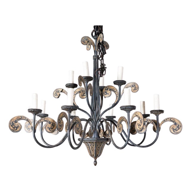 Vintage Toleware Chandelier For Sale