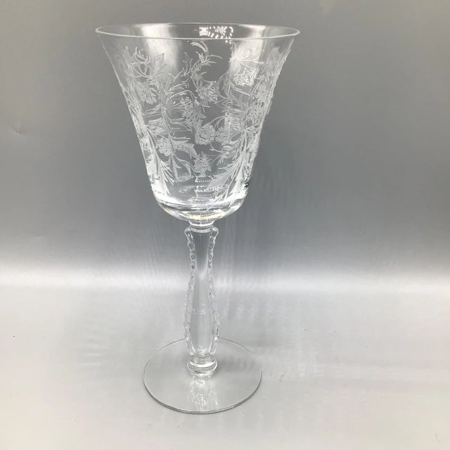 Fostoria Glass Company Etched Fostoria Heather Crystal Water Goblets-Set of 6 For Sale - Image 4 of 13