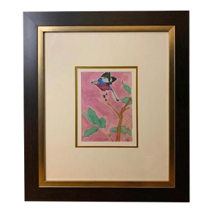 “Songbird” Watercolor on Silk (1955) Unknown Artist