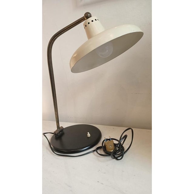 Large Desk Lamp in Brass and White Steel, Italy, 1950s For Sale - Image 4 of 17
