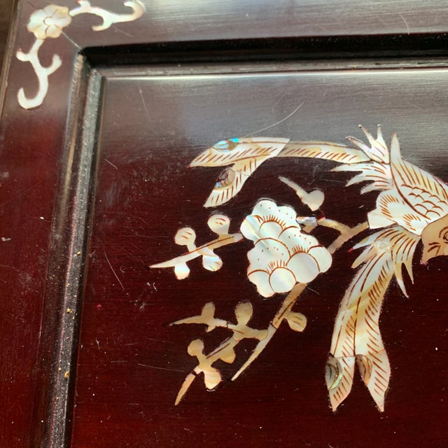 Late 20th Century Vintage Asian Wood Jewelry Box With Mother of Pearl Design For Sale In New York - Image 6 of 13