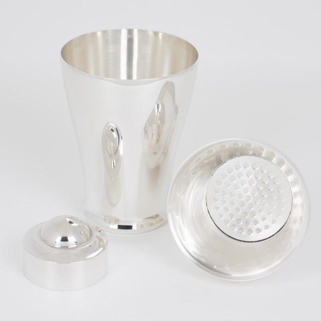 1940s Saint Medard Art Deco Silver Plate Baby Cocktail Shaker and One-shot Glasses - 3 pcs with Case For Sale - Image 10 of 17