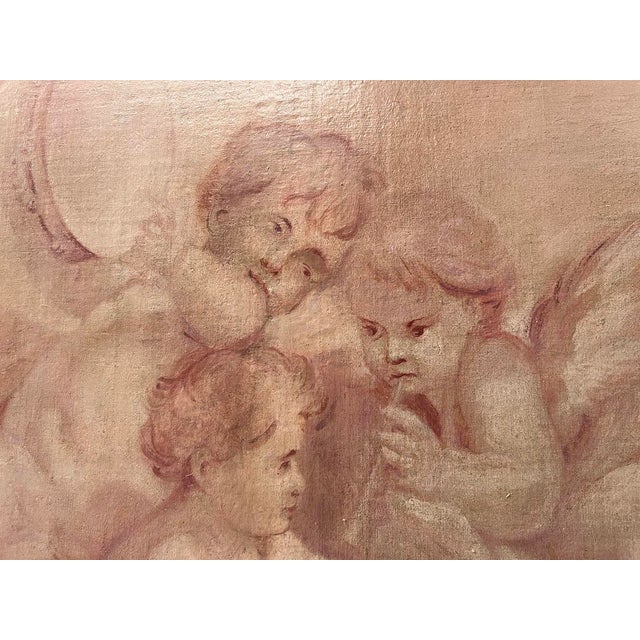 Putti, 19th Century, Oil Paintings on Canvas, Set of 2 For Sale - Image 12 of 18