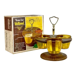 Mid-Century Modern Yellow Acrylic Condiment Serving Set W/ Box
