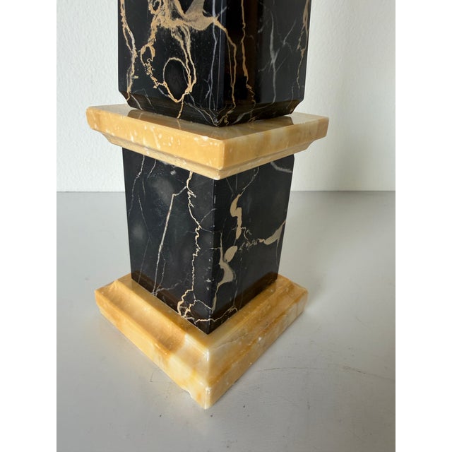 1980s Vintage Italian Portoro Marble & Honey Onyx Obelisk, Made in Italy For Sale - Image 5 of 12