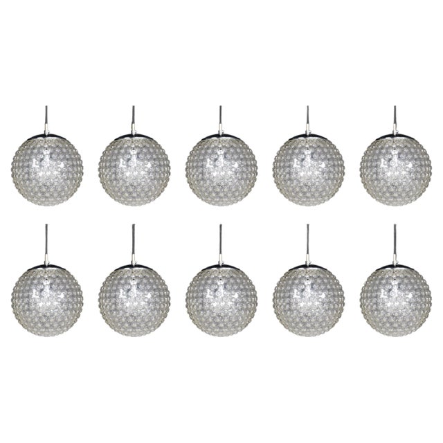Glass Large Chrome and Bubble Glass Pendant by Rolf Krüger for Staff, Germany, 1970s For Sale - Image 7 of 12
