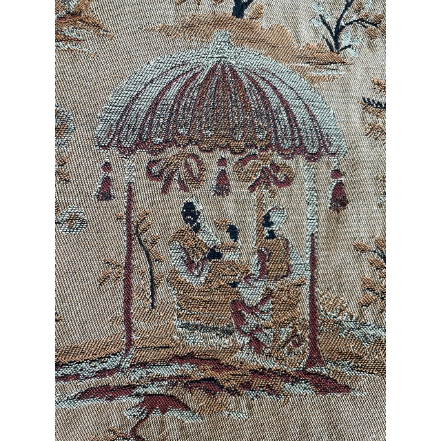 Mid 20th Century Vintage French (?) Tapestry Jacquard Chinoiserie Fabric. 51x90”. Brown, Rust, Orange, Tan. For Sale - Image 5 of 7