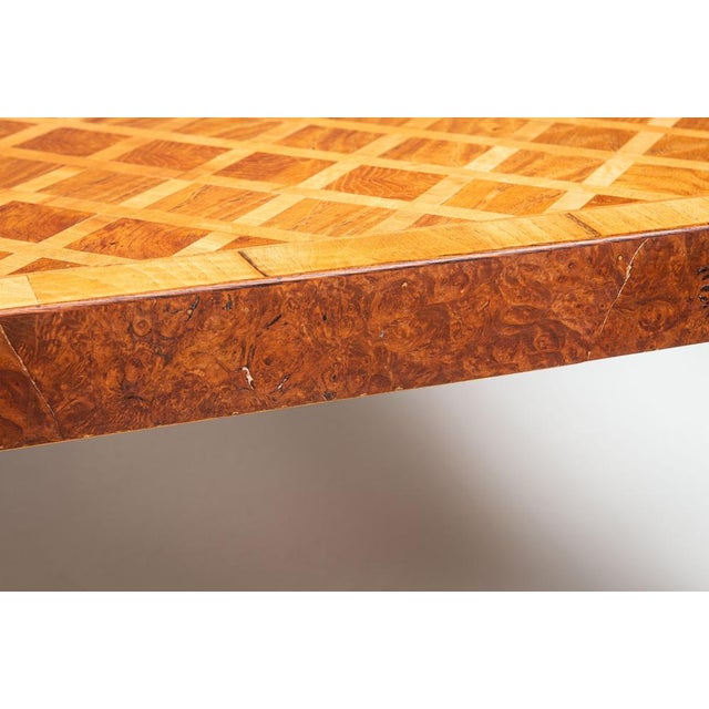 Square Italian Coffee Table with Burl Wood Inlaid Parquetry Top, 1950s For Sale - Image 14 of 15