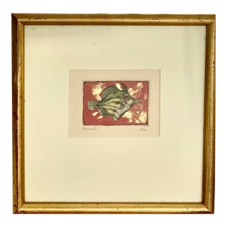 Late 20th Century Vibrant Hand-Colored, Joel Beckwith, Limited Edition, Fish Etching Gold Leaf Signed For Sale