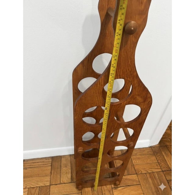 Mid-Century Modern 12-Bottle Shaped Wooden Wine Rack Caddy For Sale - Image 9 of 9