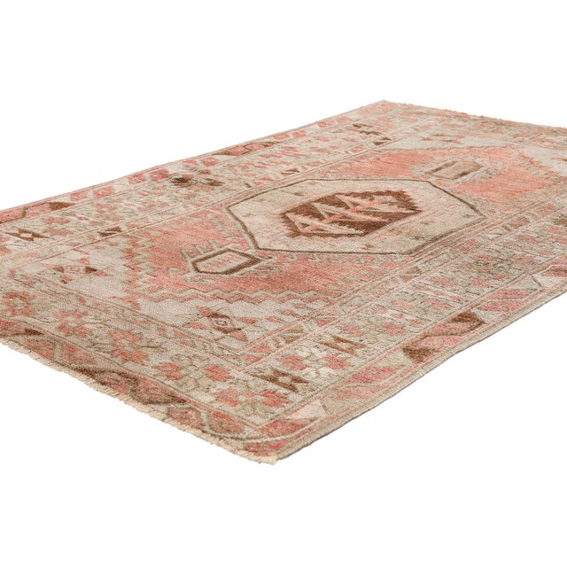 54136 Vintage Turkish Oushak Rug, 03'03 x 05'00. The Anatolian Talisman: A Vintage Turkish Oushak Masterpiece of Divine...