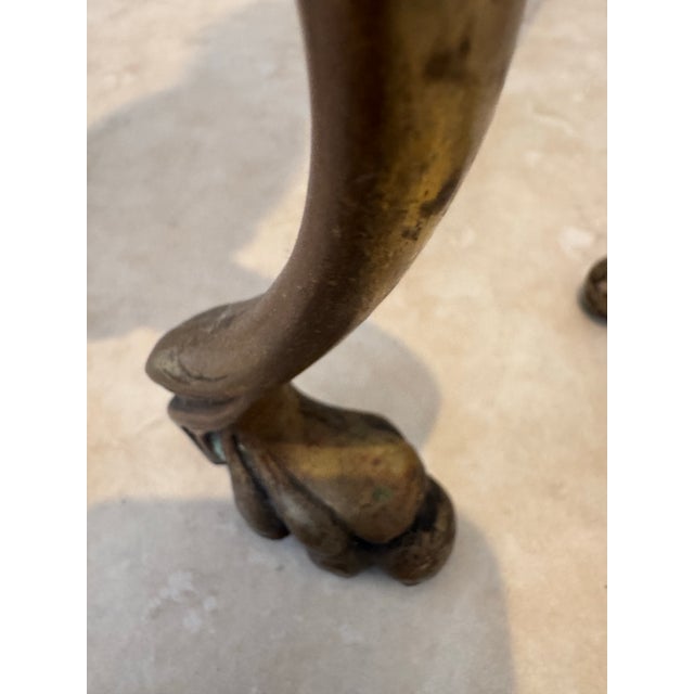 1900 - 1909 Antique Solid Brass Fireplace Andirons/ Firedogs Pair (2) For Sale - Image 5 of 12