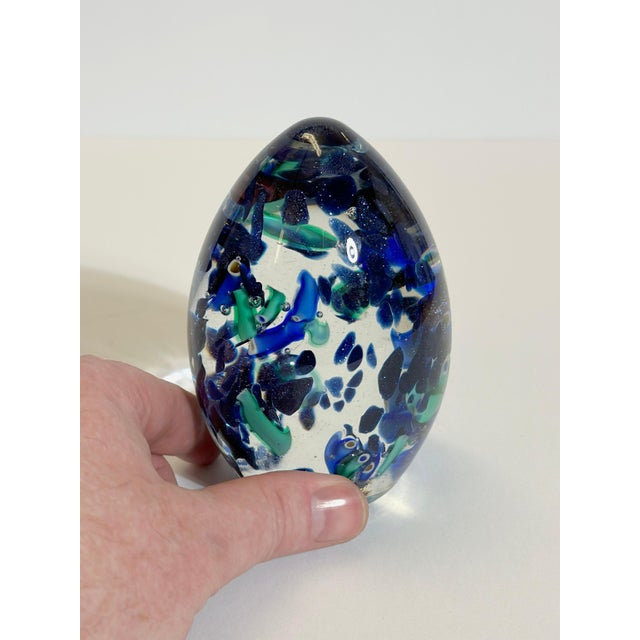 Glass Murano Glass Egg Form Paperweight with Aventurine Inclusions, Italy, 1990s For Sale - Image 7 of 10