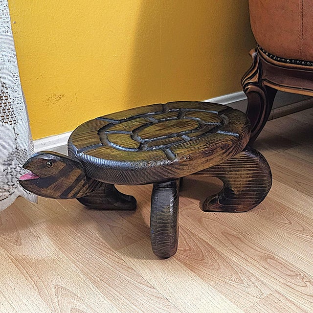 Vintage Hand-Carved Wooden Turtle Stool by e.b. Lovett For Sale - Image 12 of 18