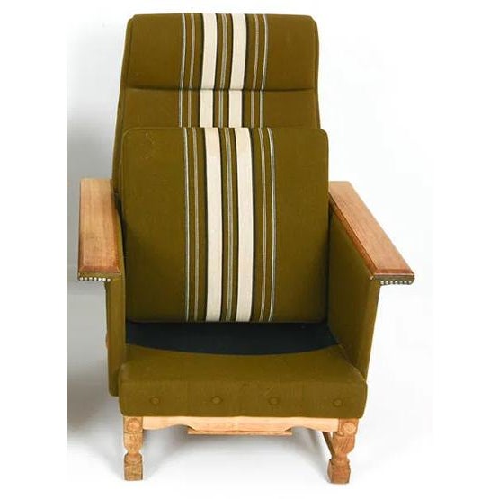 Green Danish Mid Century Modern High Back Lounge Chair W Straight Paddle Arms For Sale - Image 8 of 11