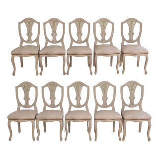 Set of Ten Louis XV–Louis XVI Transition Style Chairs, France, 20th Century For Sale