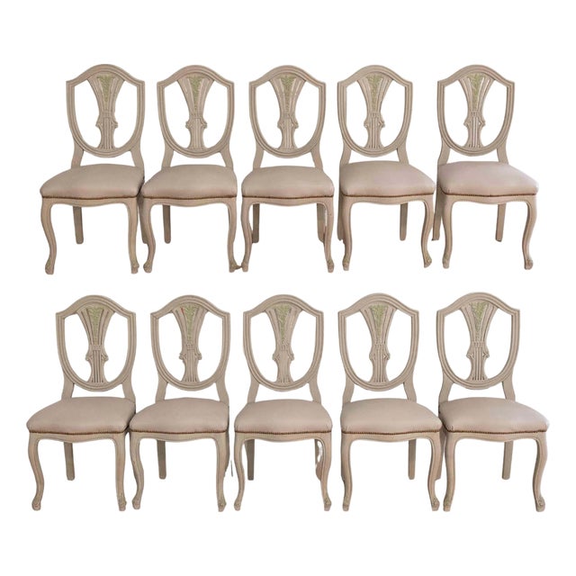 Set of Ten Louis XV–Louis XVI Transition Style Chairs, France, 20th Century For Sale